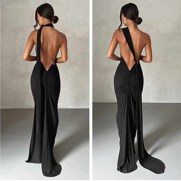Elegant Black One-Shoulder Dress - Picture 4 of 7
